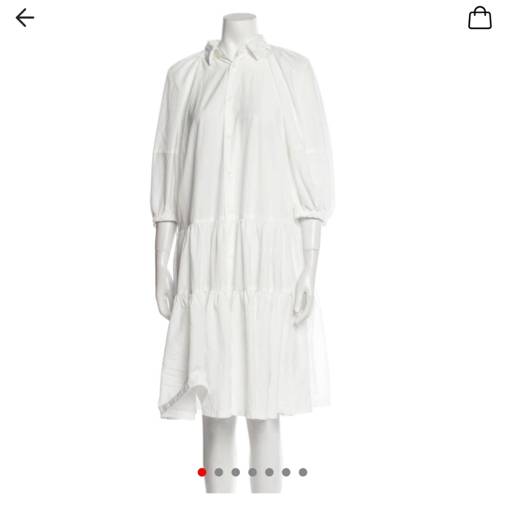 Comme des Garcons White tiered ruffle shirt dress